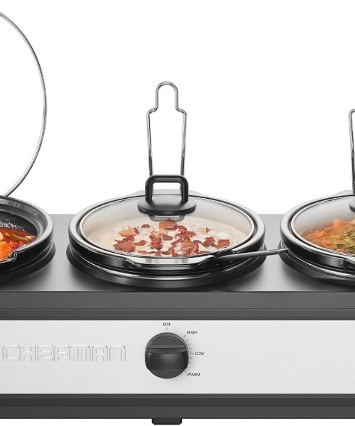 Chefman Triple Slow Cooker & Food Warmer.