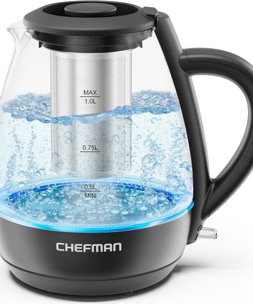 Chefman Electric Kettle with Tea Infuser. Compact 1L (4 Cups).