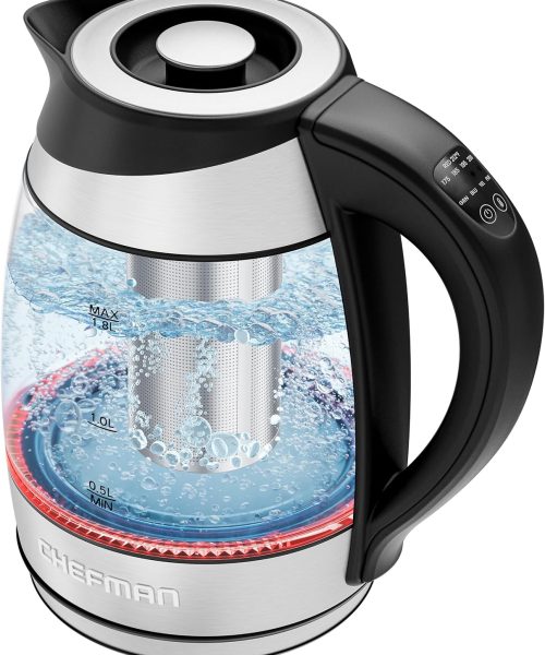 Chefman Electric Kettle with Temperature Control. 5 Presets LED Indicator Lights.